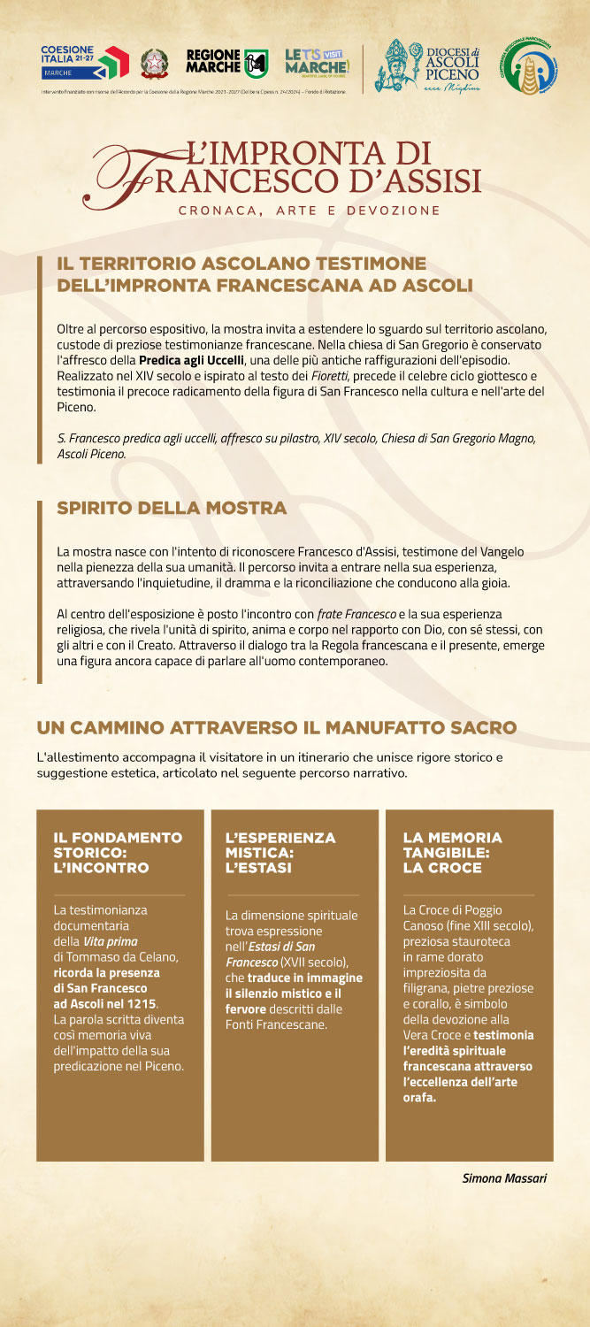 L’Impronta di Francesco d’Assisi: ad Ascoli un percorso tra cronaca, arte e devozione - pannello
